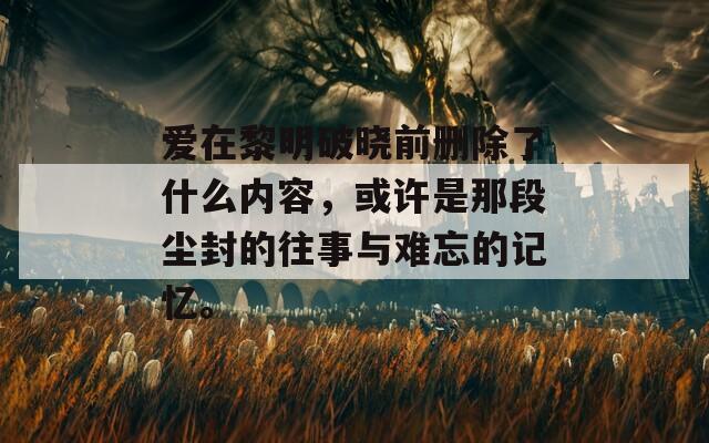 爱在黎明破晓前删除了什么内容，或许是那段尘封的往事与难忘的记忆。