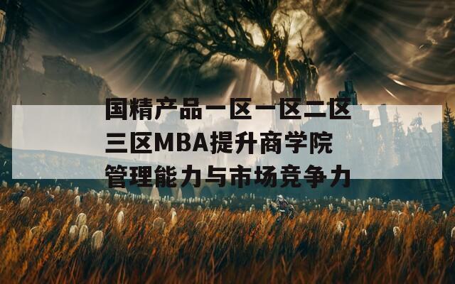 国精产品一区一区二区三区MBA提升商学院管理能力与市场竞争力