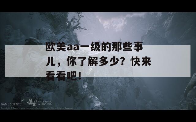 欧美aa一级的那些事儿，你了解多少？快来看看吧！