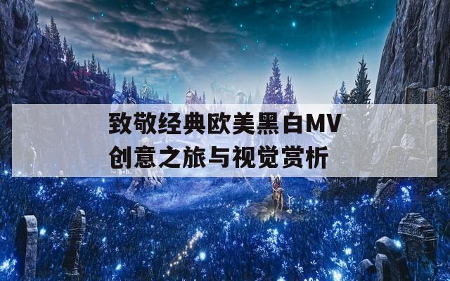 致敬经典欧美黑白MV创意之旅与视觉赏析