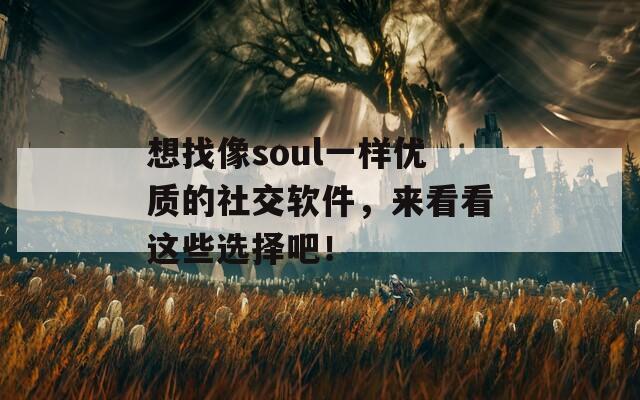 想找像soul一样优质的社交软件，来看看这些选择吧！