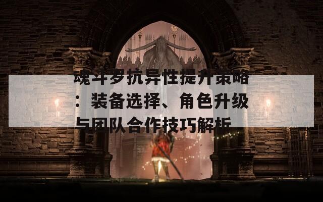 魂斗罗抗异性提升策略：装备选择、角色升级与团队合作技巧解析