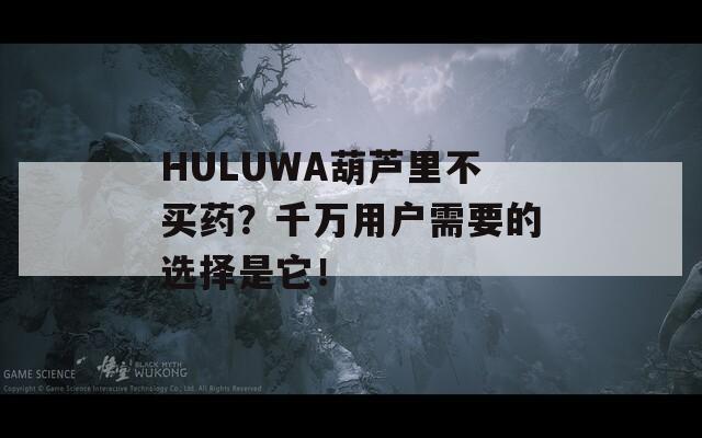 HULUWA葫芦里不买药？千万用户需要的选择是它！