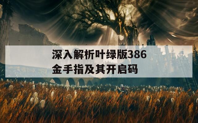 深入解析叶绿版386金手指及其开启码